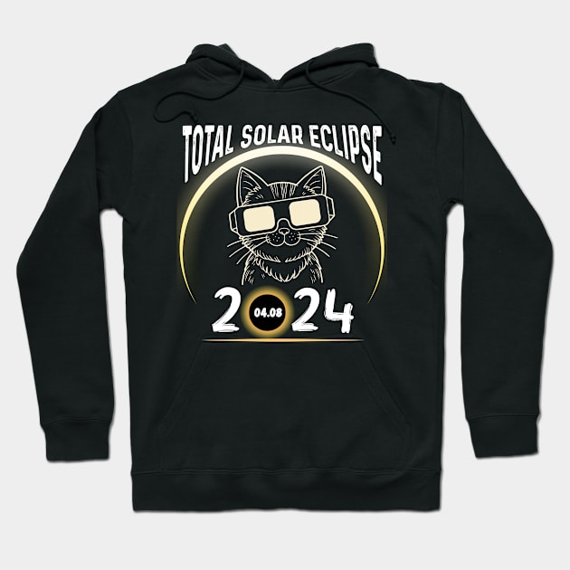 Solar Eclipse 2024 Shirt Total Eclipse April 8th 2024 Cat Hoodie by Peter smith